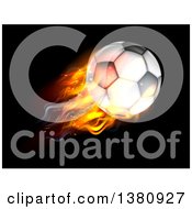 Poster, Art Print Of 3d Flaming Soccer Ball Flying Over Black