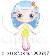 Clipart Of A Caucasian Girl With Blue Hair Wearing A Green Dress Royalty Free Vector Illustration