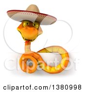 Clipart Of A 3d Orange Snake Wearing A Cowboy Hat On A White Background Royalty Free Illustration by Julos