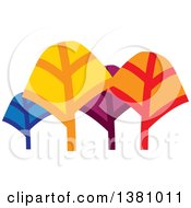 Clipart Of Colorful Trees Royalty Free Vector Illustration