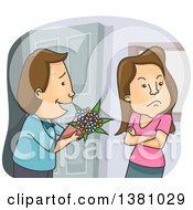 Poster, Art Print Of Man Trying To Offer Flowers To An Angry Woman
