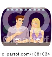 Clipart Of A Caucasian Man And Woman Talking And Drinking At A Bar Royalty Free Vector Illustration by BNP Design Studio