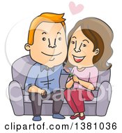Poster, Art Print Of Young Caucasian Man Dating An Older Woman Sitting On A Couch
