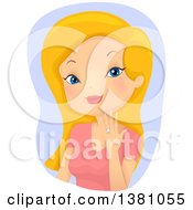 Clipart Of A Blond Caucasian Woman Showing Her Wedding Or Engagement Ring Royalty Free Vector Illustration by BNP Design Studio