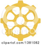 Clipart Of A Yellow Steampunk Gear Cog Wheel Royalty Free Vector Illustration