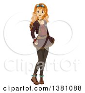 Clipart Of A Happy Caucasian Teenage Girl In Steampunk Clothing Royalty Free Vector Illustration
