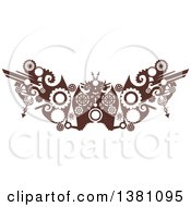 Brown Steampunk Border Or Tattoo Design Element With Gears