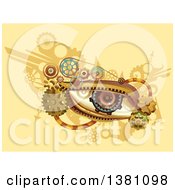 Poster, Art Print Of Steampunk Human Eye With Gears On Yellow
