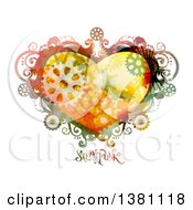 Clipart Of A Steampunk Heart Frame With Gears And Text Royalty Free Vector Illustration