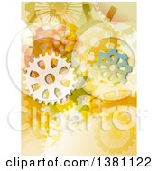 Clipart Of A Steampunk Frame With A Clock And Gears Royalty Free Vector Illustration