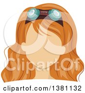 Poster, Art Print Of Faceless Red Haired Caucasian Womans Face With Goggles In Her Hair