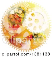 Clipart Of A Round Steampunk Frame With Gears Royalty Free Vector Illustration