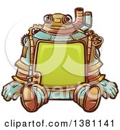 Poster, Art Print Of Sitting Steampunk Robot With A Frame Body