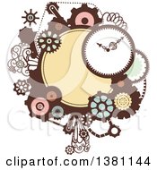 Poster, Art Print Of Steampunk Frame With A Clock And Gears