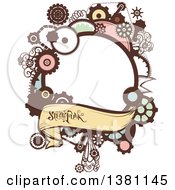 Poster, Art Print Of Steampunk Frame With A Banner And Text