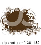 Clipart Of A Brown Steampunk Frame With Gears Royalty Free Vector Illustration by BNP Design Studio