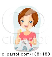 Poster, Art Print Of Brunette Caucasian Woman Removing A Shirt Stain With A Lemon