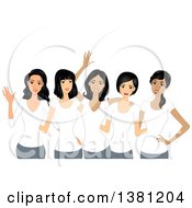 Group Of Happy Women Wearing Matching White T Shirts