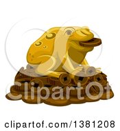 Poster, Art Print Of Gold Lucky Frog On A Pile Of Coins