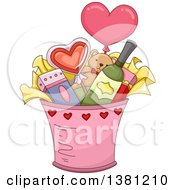 Poster, Art Print Of Valentines Day Bucket With Gifts