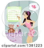 Poster, Art Print Of Teenage Girl Marking Her Calendar For Valentines Day Or An Anniversary
