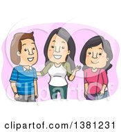 Clipart Of A Cartoon Woman Introducing Her Friend To A Man Royalty Free Vector Illustration