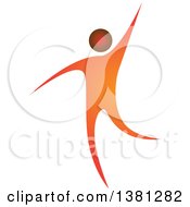 Poster, Art Print Of Happy Orange Man Dancing Or Waving