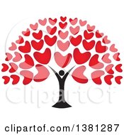 Poster, Art Print Of Black Person Tree Trunk With Red Heart Foliage