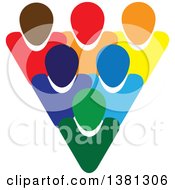 Clipart Of A Teamwork Unity Group Of Colorful Diverse People Royalty Free Vector Illustration