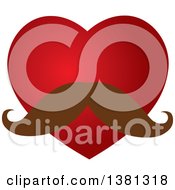 Clipart Of A Red Heart With A Mustache Royalty Free Vector Illustration