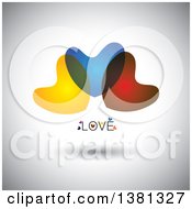 Poster, Art Print Of Colorful Overlapping Hearts On Gray With Love Text