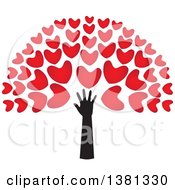 Poster, Art Print Of Black Arm With Red Tree Heart Foliage