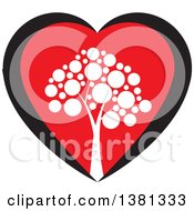 Clipart Of A White Tree In A Black And Red Heart Royalty Free Vector Illustration