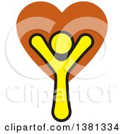 Clipart Of A Happy Cheering Person With A Heart Royalty Free Vector Illustration