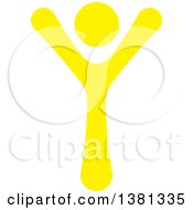 Clipart Of A Happy Yellow Cheering Person Royalty Free Vector Illustration