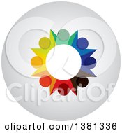 Clipart Of A Teamwork Unity Circle Of Colorful Diverse People On A Round Icon Royalty Free Vector Illustration