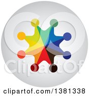 Poster, Art Print Of Teamwork Unity Circle Of Colorful Diverse People On A Round Icon