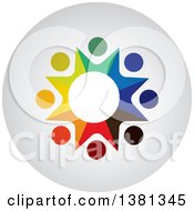 Poster, Art Print Of Teamwork Unity Circle Of Colorful Diverse People On A Round Icon