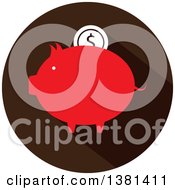 Clipart Of A Flat Design Round Piggy Bank Icon Royalty Free Vector Illustration by ColorMagic