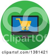 Clipart Of A Flat Design Shopping Cart Icon On A Screen Royalty Free Vector Illustration by ColorMagic