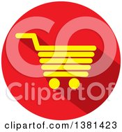Flat Design Yellow And Red Shopping Cart Icon