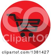 Flat Design Black And Red Shopping Cart Icon