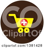 Flat Design Yellow And Brown Add To Shopping Cart Icon