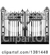 Vintage Black And White Ornate Wrought Iron Gate