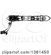 Clipart Of A Vintage Black And White Ornate Wrought Iron Border With Flowers Royalty Free Vector Illustration