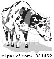 Poster, Art Print Of Grayscale Dairy Cow And Shadow