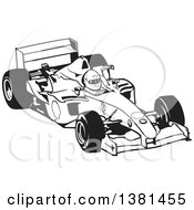 Poster, Art Print Of Black And White Forumula One Race Car And Driver