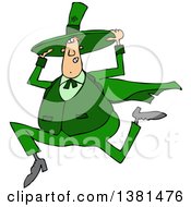 Poster, Art Print Of Cartoon Chubby St Patricks Day Leprechaun Holding His Hat And Running