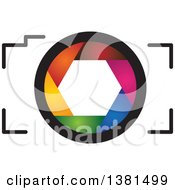 Clipart Of A Camera With A Colorful Shutter Lens Royalty Free Vector Illustration