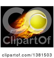 3d Flying And Blazing Tennis Ball With A Trail Of Flames On Black